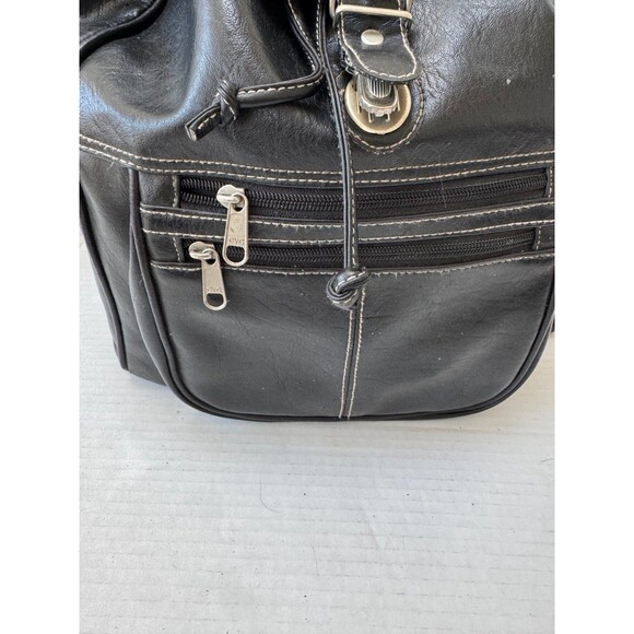 VTG Pacific Connections Genuine Leather Rucksack Backpack Black Travel 12\